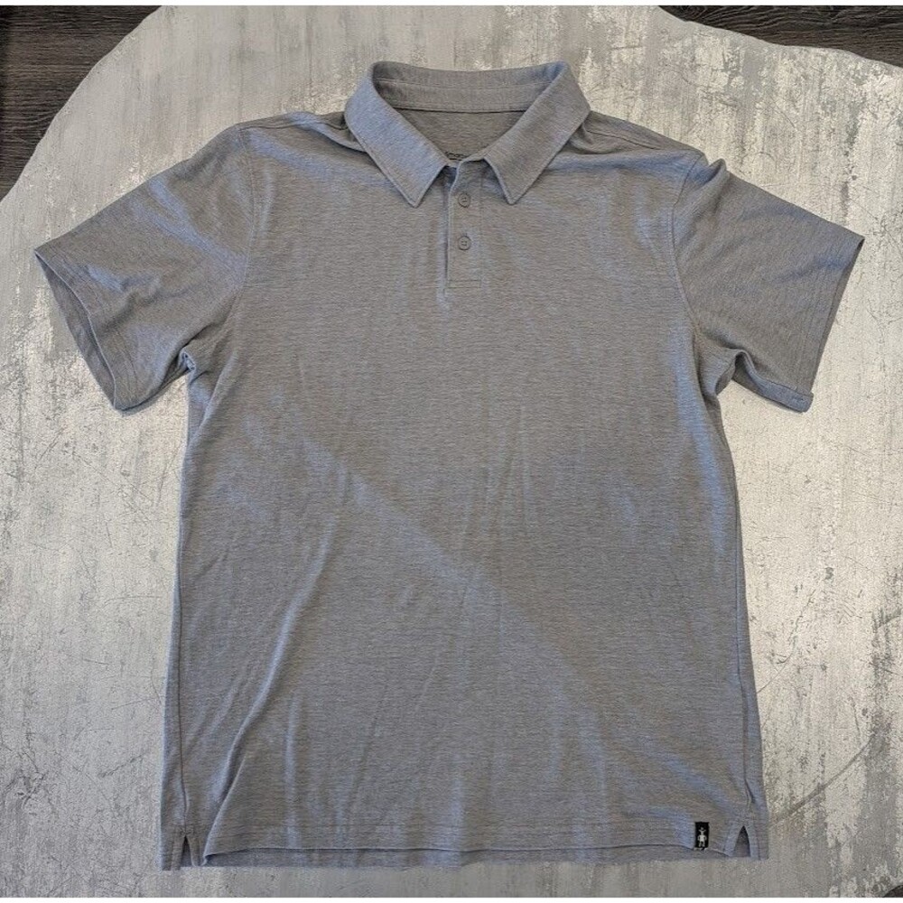 Smartwool Merino Wool Polo Shirt Men’s Medium Gray Cotton Blend Short Sleeve